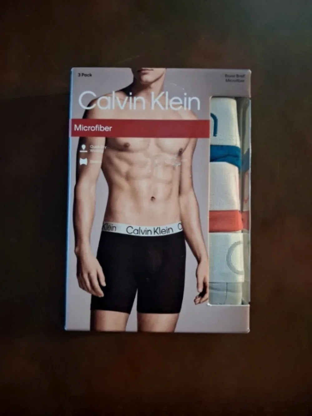 Calvin Klein Mens Boxer Briefs size M Microfiber Stretch 3-Pack Logo Waistband
